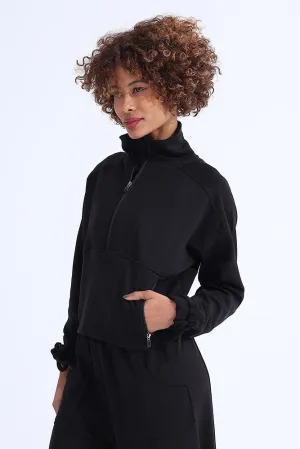 Black Modal Zip Sweatshirt