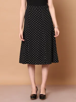 Black Polyester Sculpted Styles Polka Dot Skirt