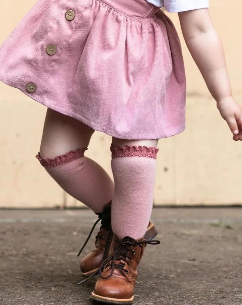 Blush   Mauve Lace Top Knee Highs