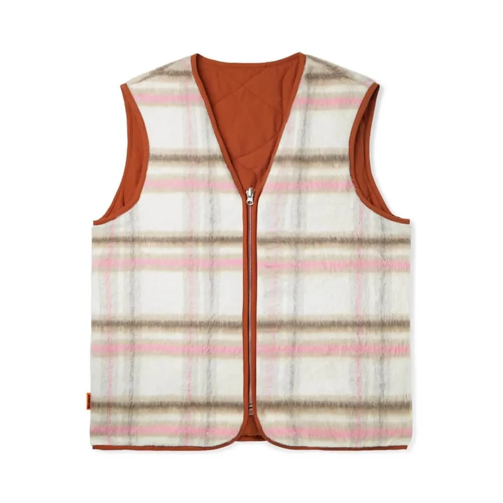 Butter Goods Reversible Hairy Plaid Vest Brown Pink