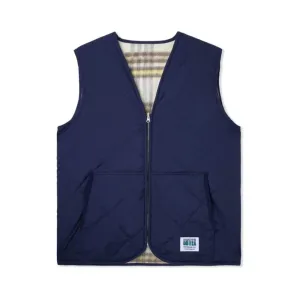 Butter Goods Reversible Hairy Plaid Vest Navy Wheat