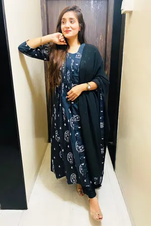 Casual simple Anarkali dress Black 2021