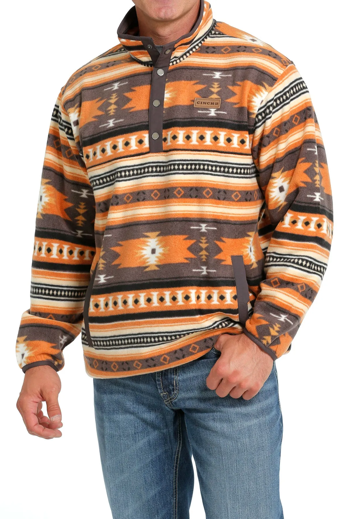 Cinch Men's Gray Southwestern Polar Fleece Pullover