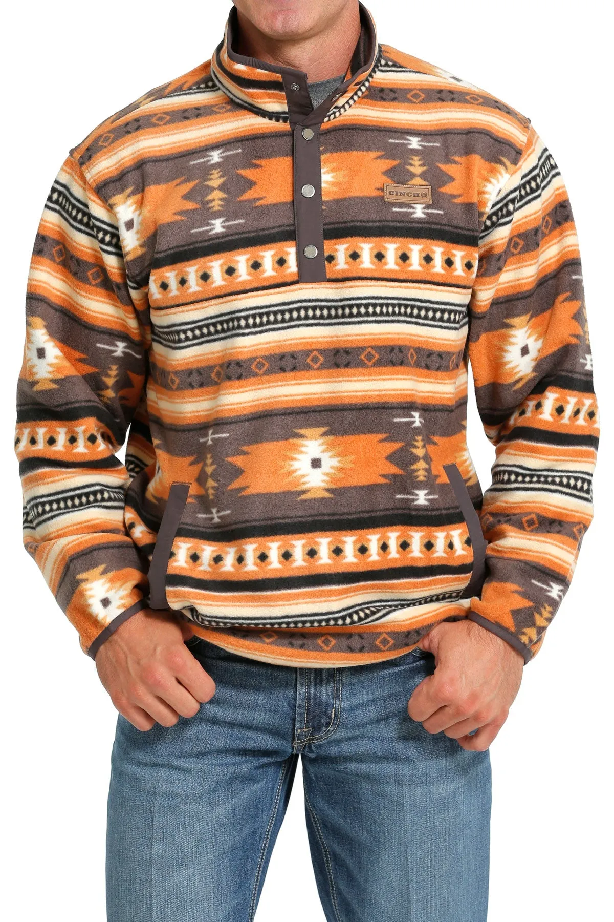 Cinch Men's Gray Southwestern Polar Fleece Pullover