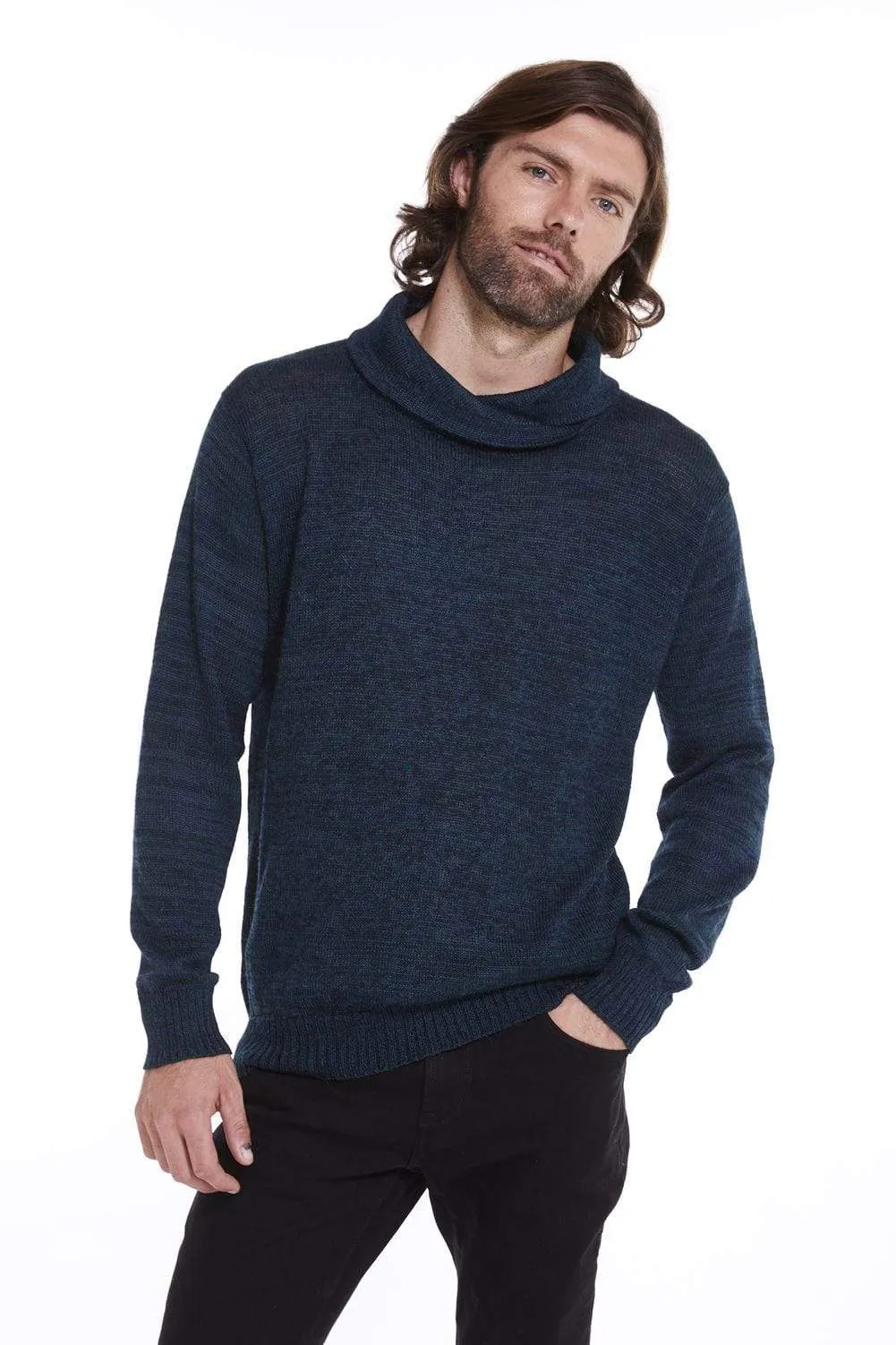 Cross Collar Men's Alpaca Sweater