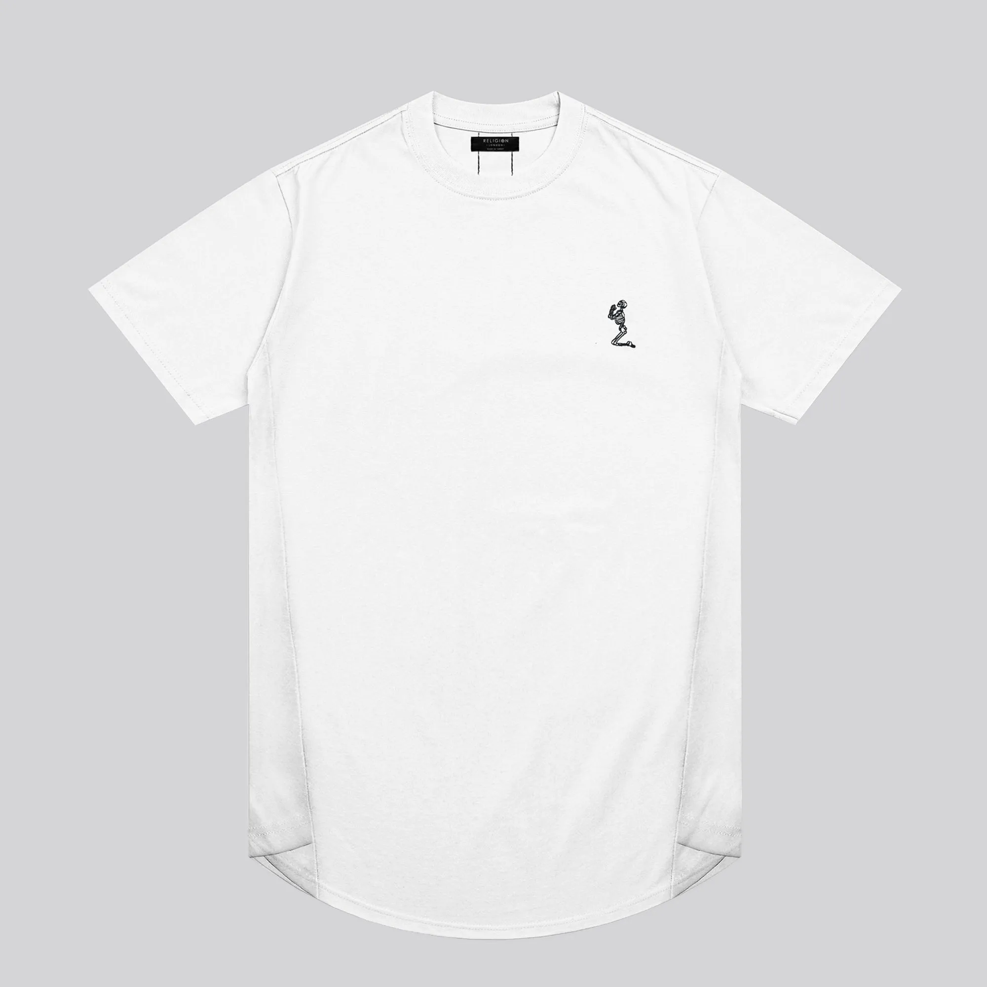 ESSENTIAL SWAG CURVED HEM WHITE T-SHIRT