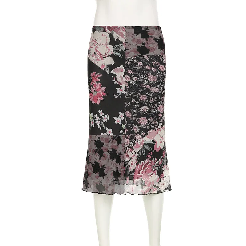 Farah Mesh Floral Midi Skirt