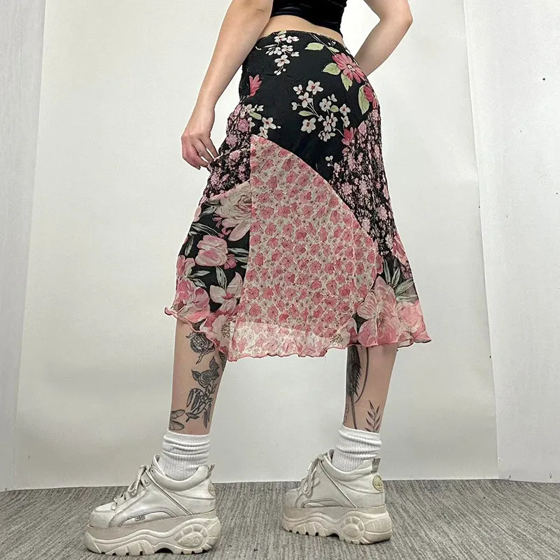 Farah Mesh Floral Midi Skirt