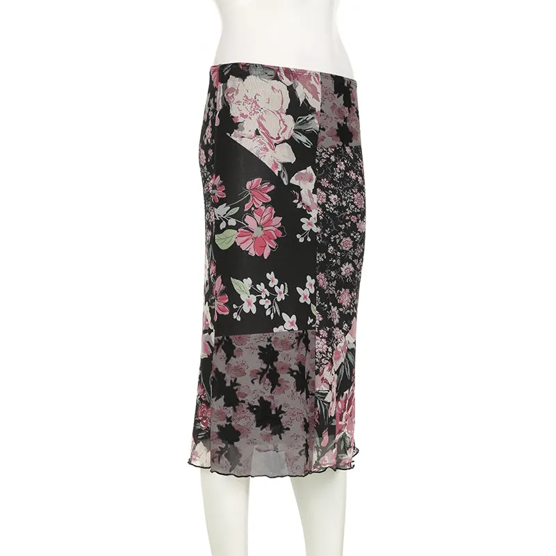 Farah Mesh Floral Midi Skirt