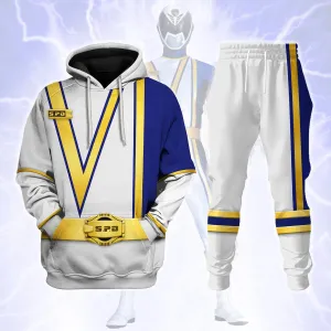 Gearhomie S.P.D White Ranger Hoodies Sweatshirt T-shirt Sweatpants Hawaiian Tracksuit