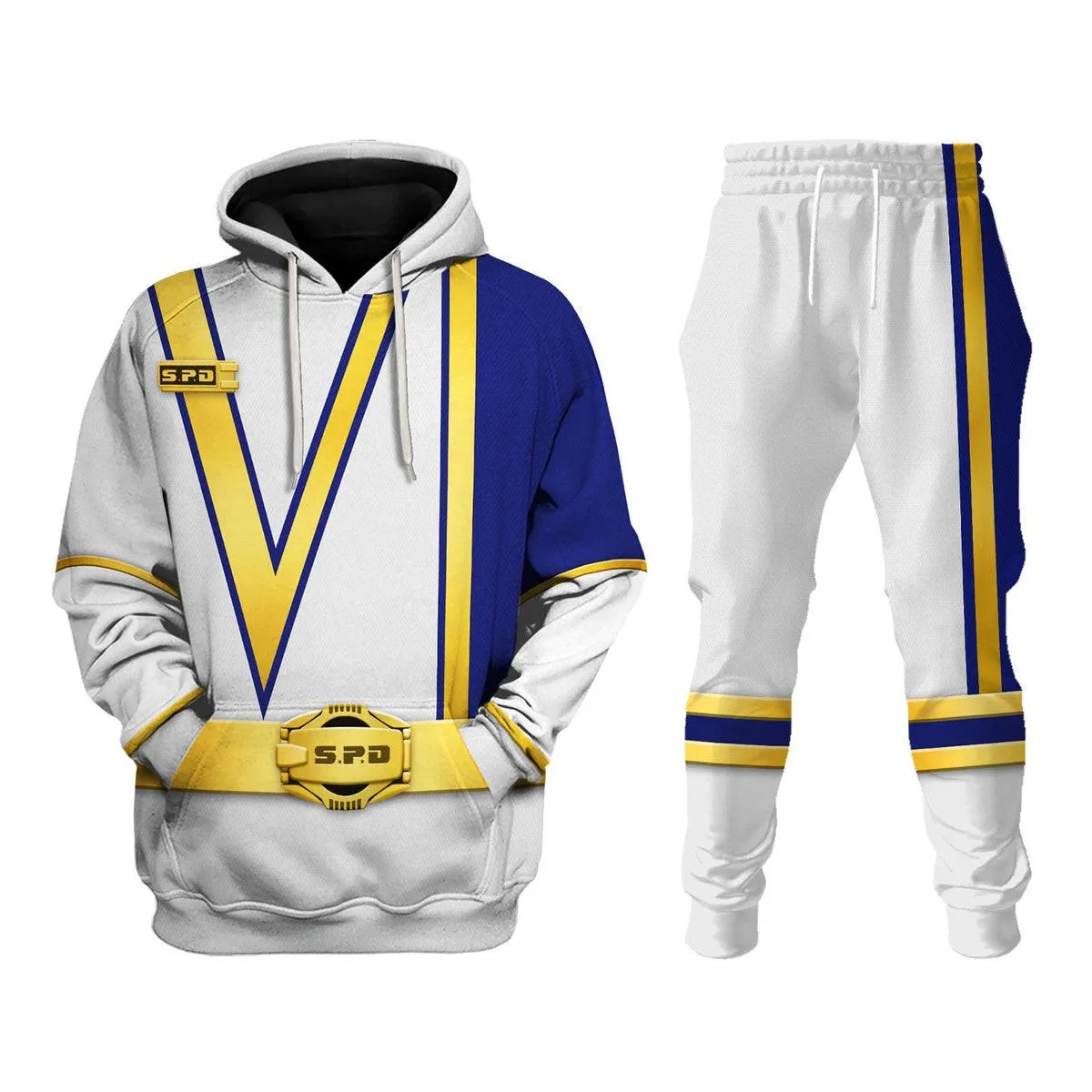 Gearhomie S.P.D White Ranger Hoodies Sweatshirt T-shirt Sweatpants Hawaiian Tracksuit