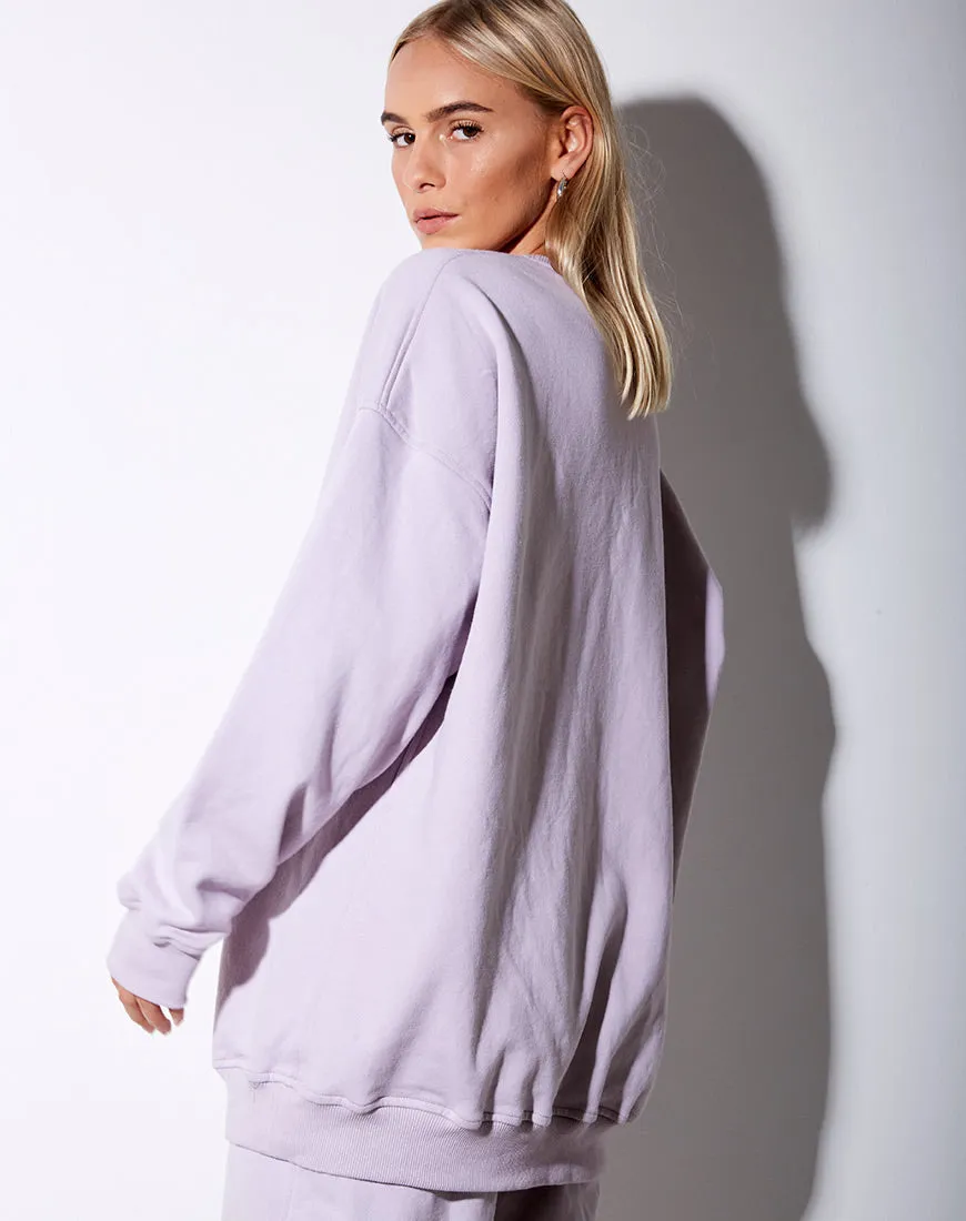 Glo Sweatshirt in Pastel Lilac Daisy Embro