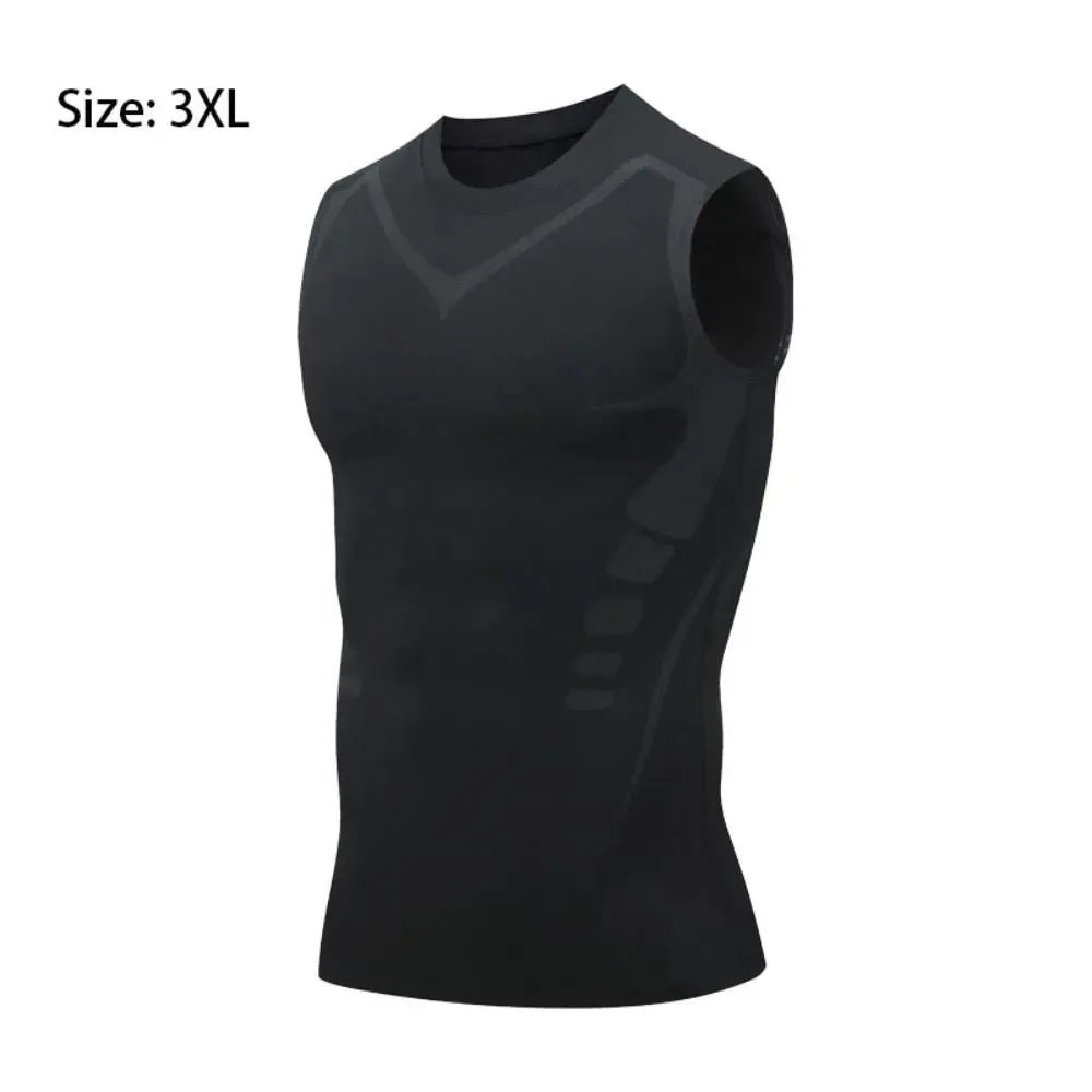 Ionic Shaping Vest Men's Sports Skin-tight Vests Fast Dry Breathable Slim Sleeveless Elastic Vest Fitness Top Cycling Vest