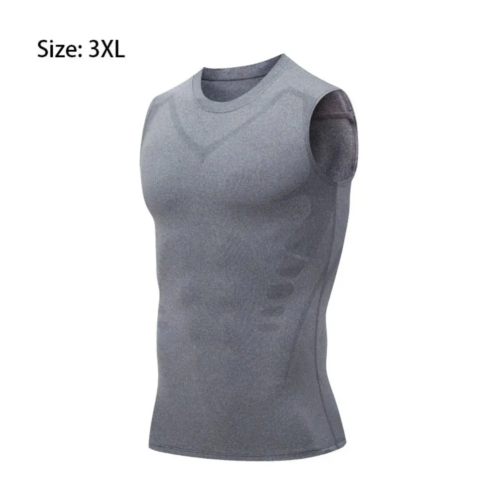 Ionic Shaping Vest Men's Sports Skin-tight Vests Fast Dry Breathable Slim Sleeveless Elastic Vest Fitness Top Cycling Vest