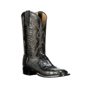 Lucchese Men's Trent Black Belly Caiman & Smooth Ostrich Boots