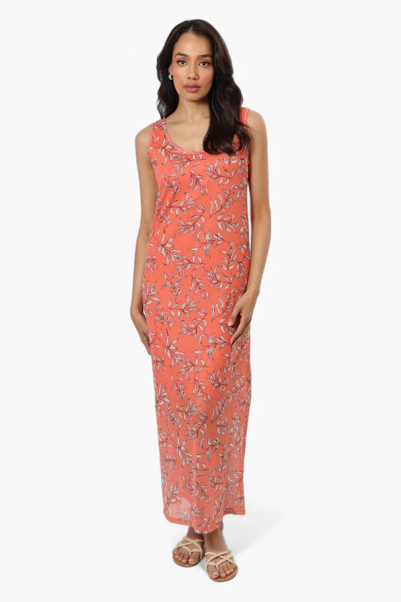 Majora Leaf Pattern Mesh Maxi Dress - Pink