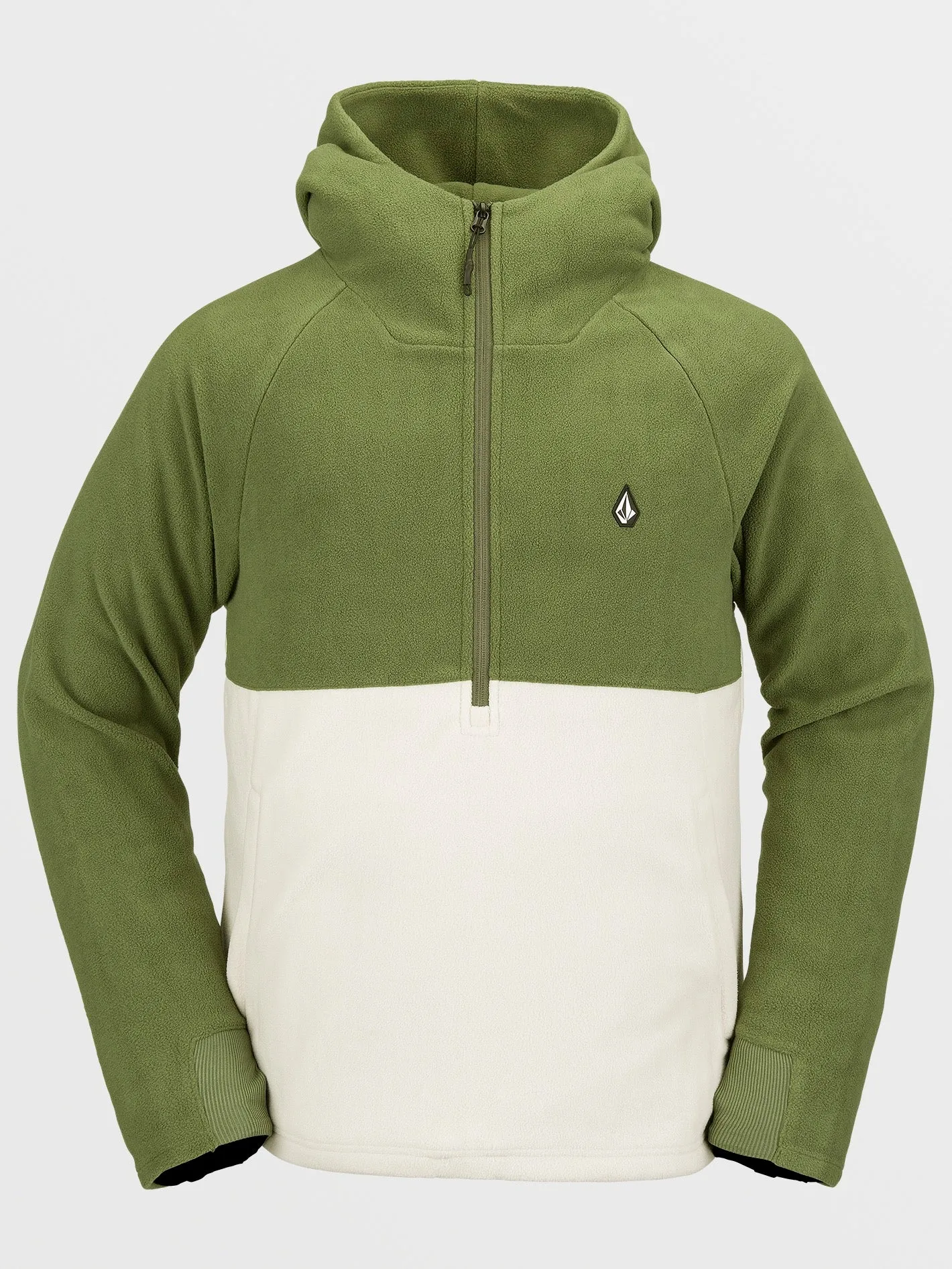 Mens Polar Fleece Hooded 1/2 Zip Pullover - Military