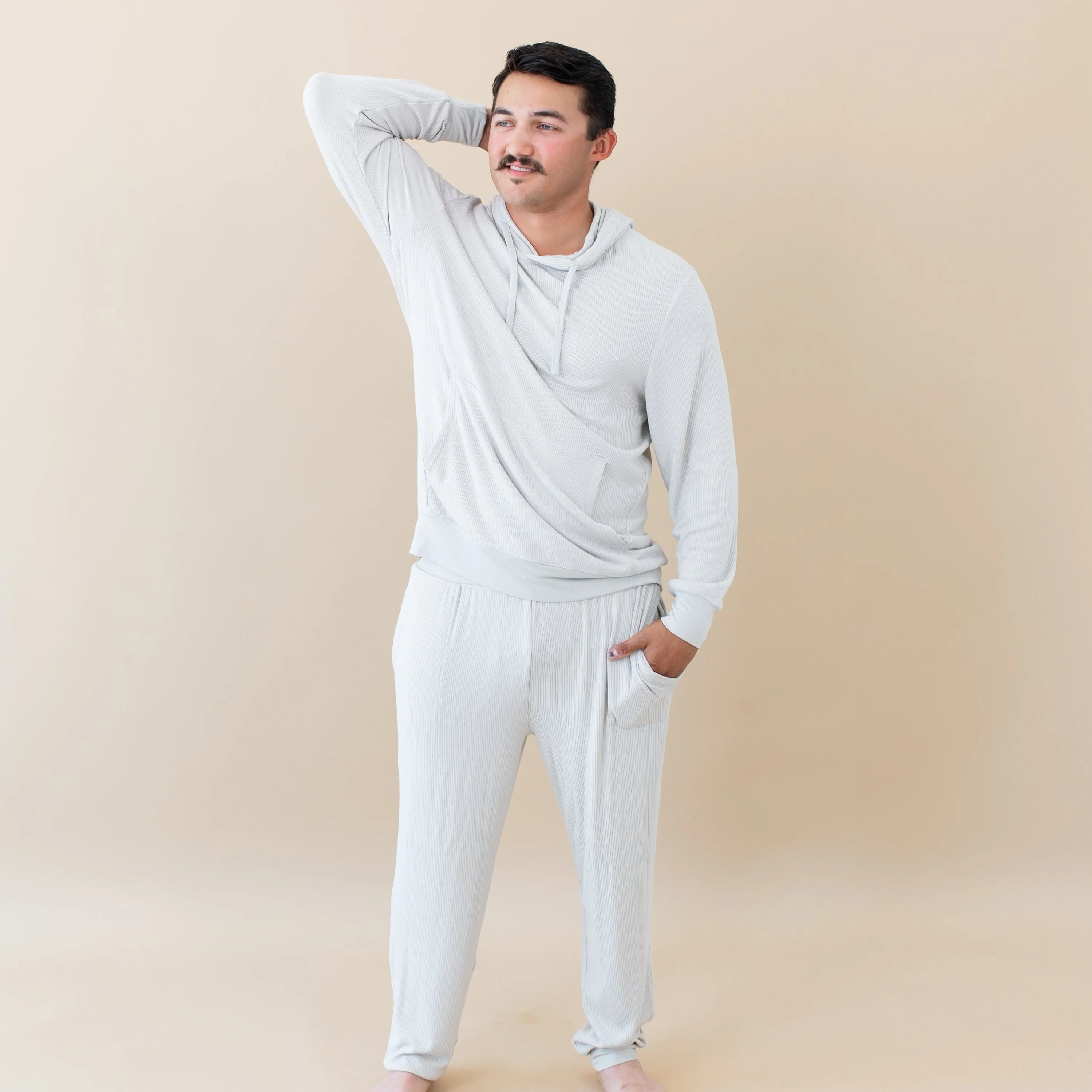 Men's Ribbed Hoodie in Oat