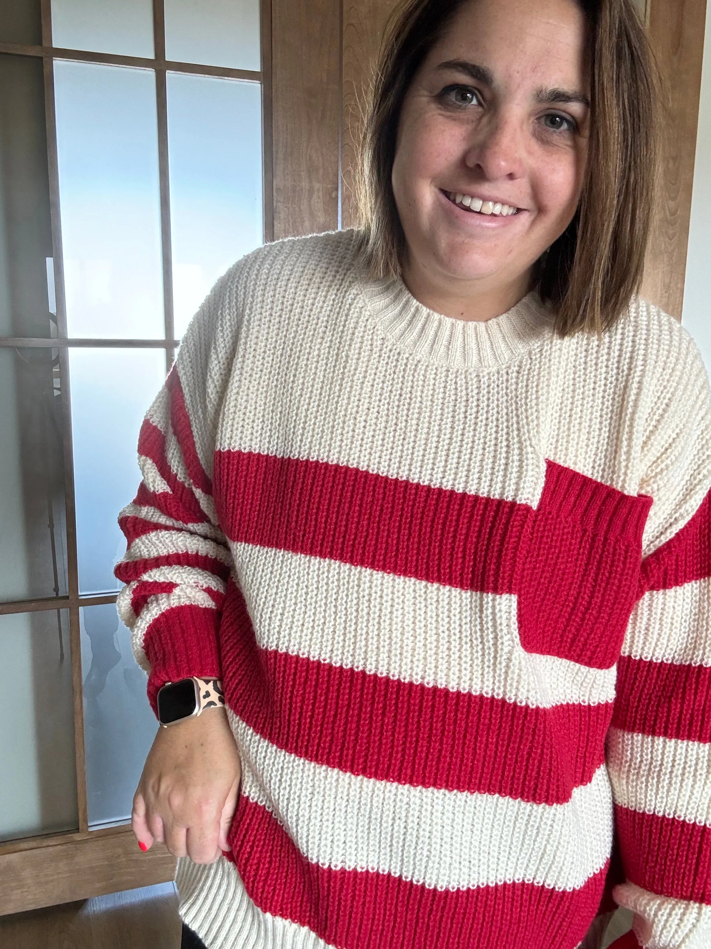 Molly Oversized Stripe Knit Sweater with Pocket