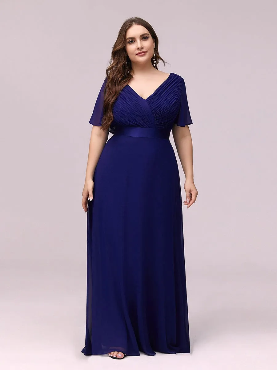 Monica | Plus Size Simple Empire Waist Flutter Sleeve Evening Dress