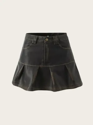 Nailea Distressed Faux Leather Skirt