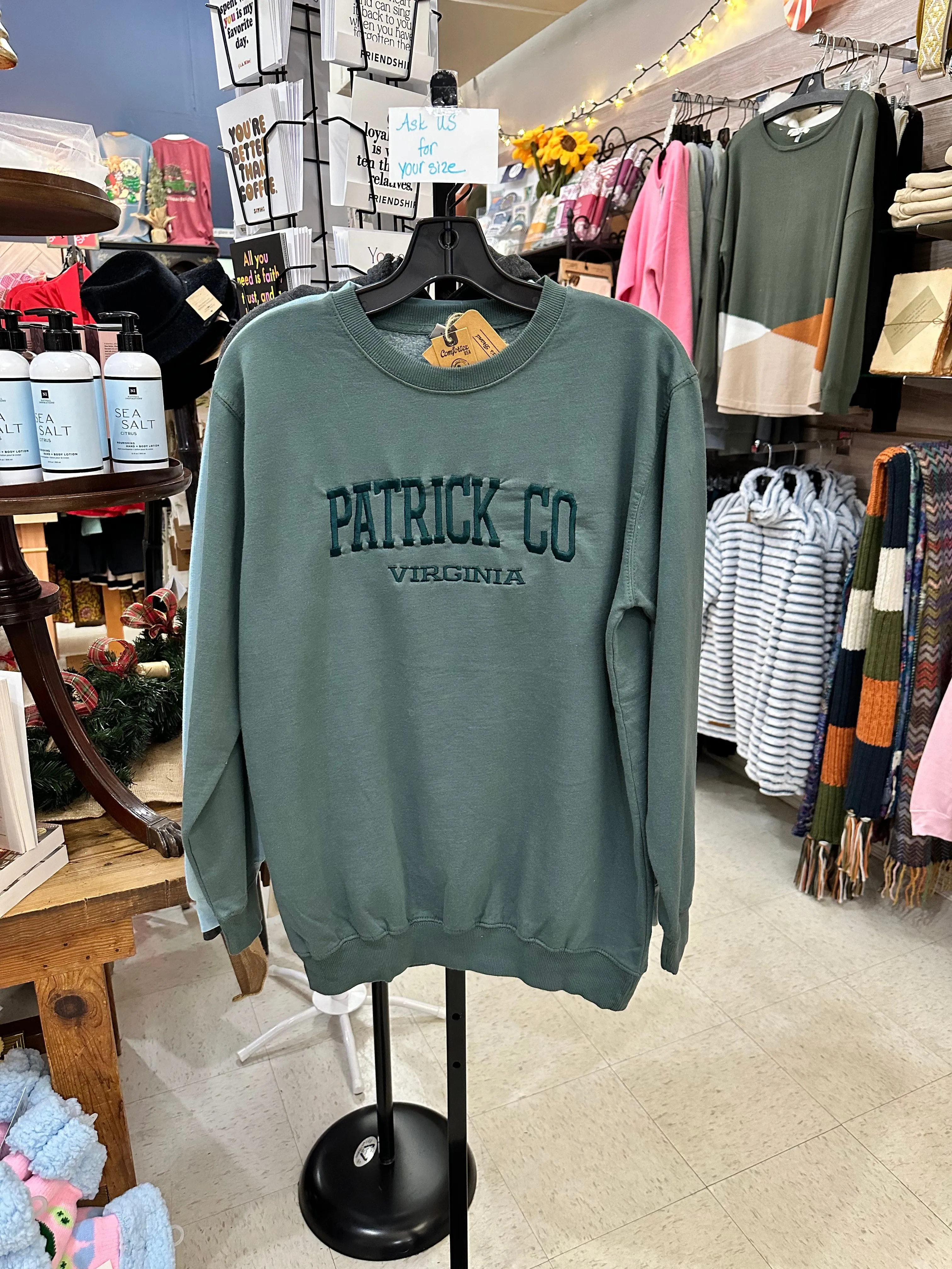 Patrick County Sweatshirt Garment Dyed Willow