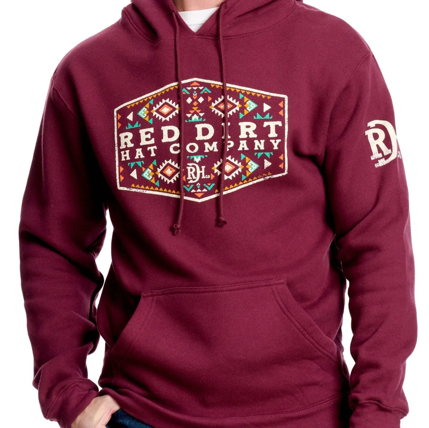 Red Dirt Hat Co. "Cowboy Aztec" Hoodie in Burgundy