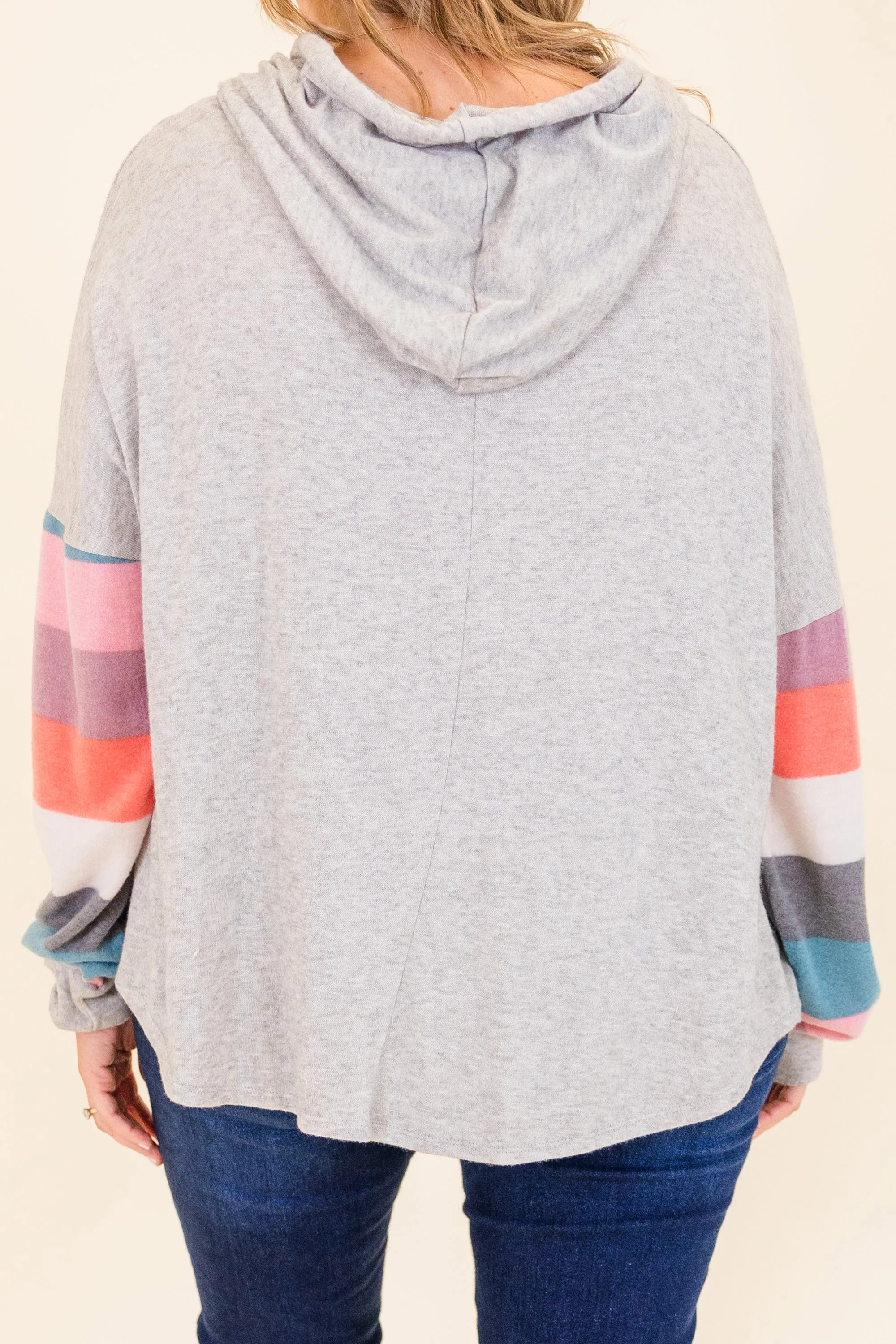 Sherbert Scoop Hoodie, Grey-Teal