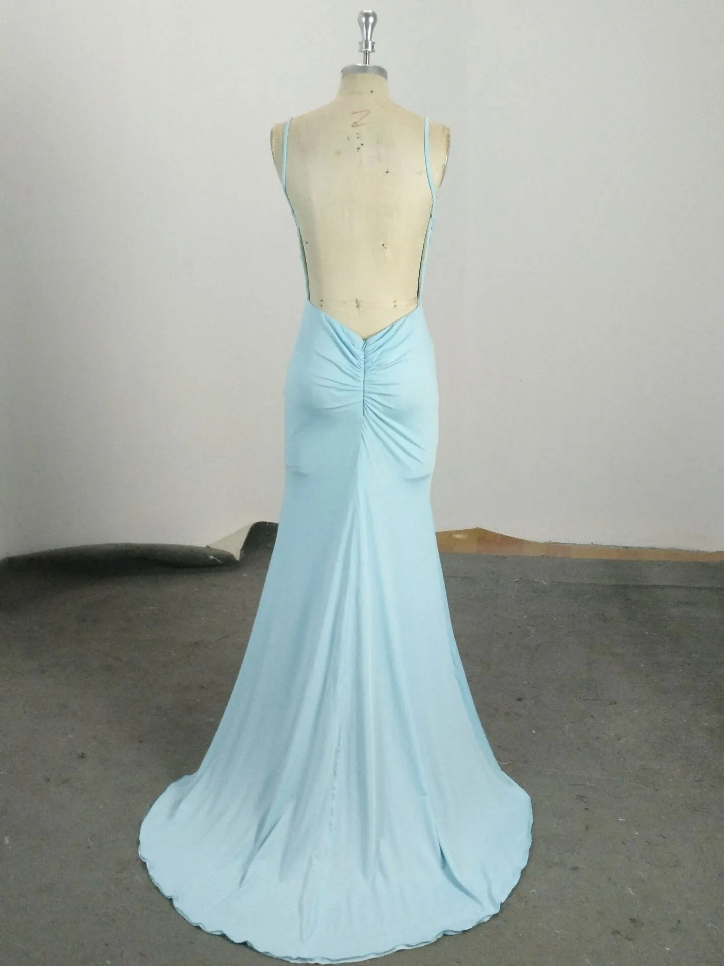 Simple Blue Mermaid Long Prom Dress Blue Evening Dress