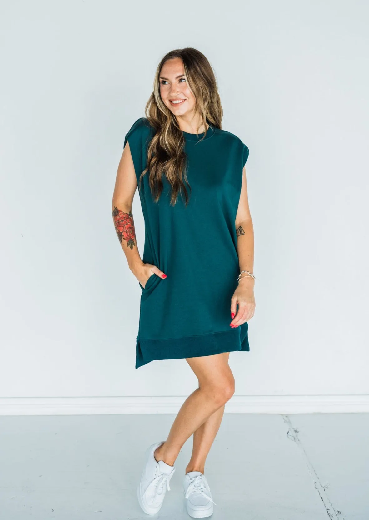 Simple Times Dress - Forest Green