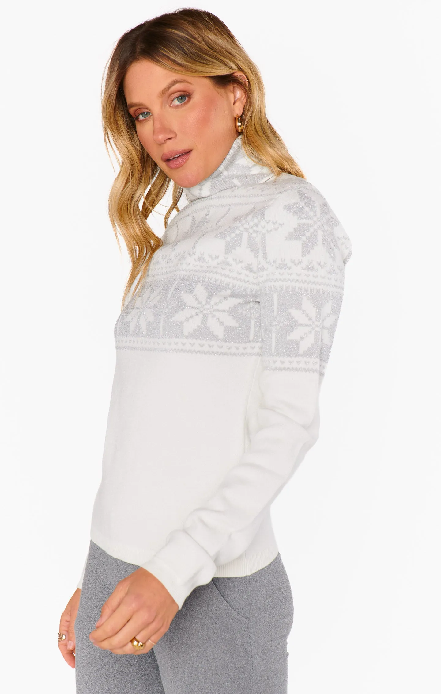 Ski Pullover ~ Silver Fair Isle Knit