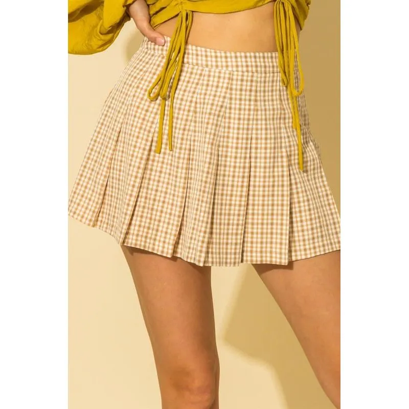 Tease Me Plaid Pleated Skater Mini Skirt