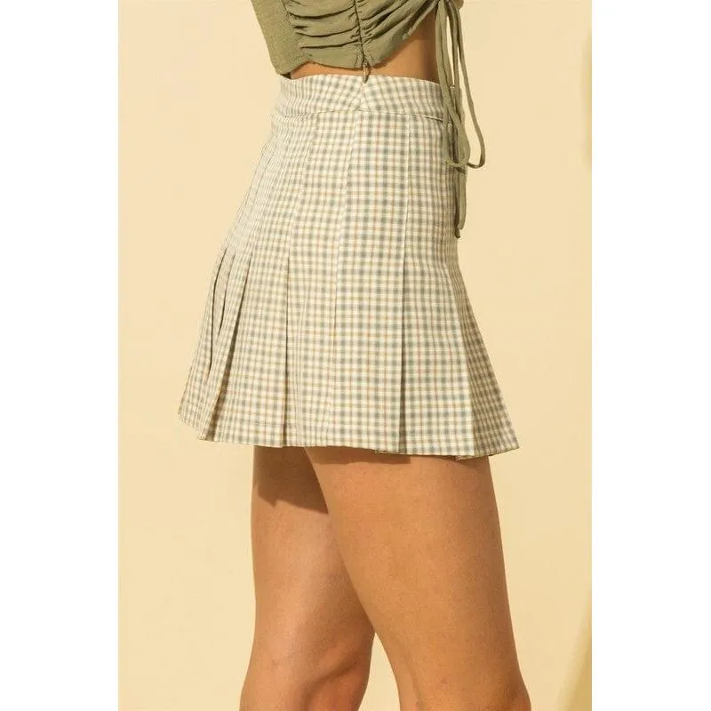 Tease Me Plaid Pleated Skater Mini Skirt