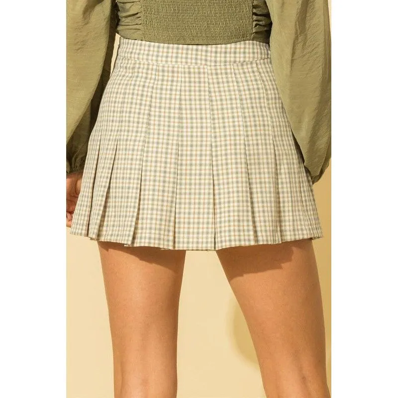 Tease Me Plaid Pleated Skater Mini Skirt