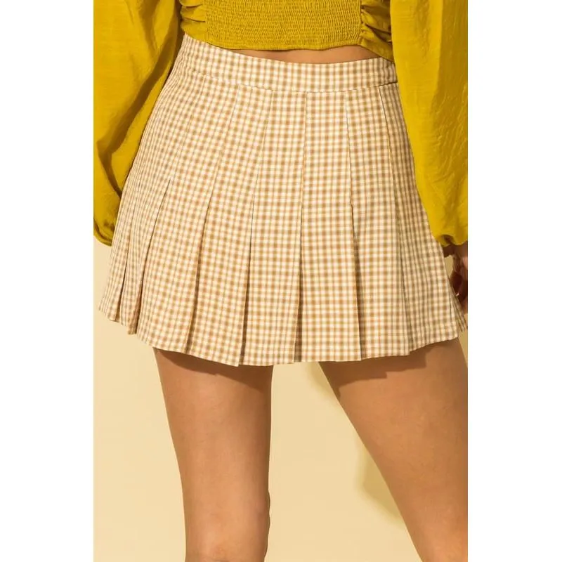 Tease Me Plaid Pleated Skater Mini Skirt