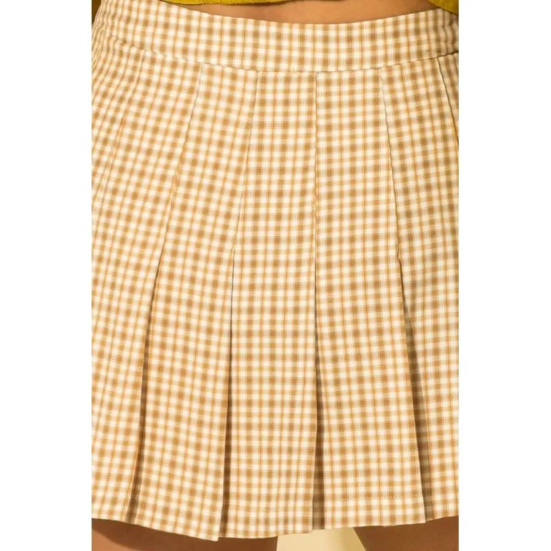 Tease Me Plaid Pleated Skater Mini Skirt