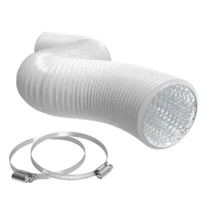 TerraBloom 10" Air Duct - 25 FT Long, White Flexible Ducting with 2 Clamps