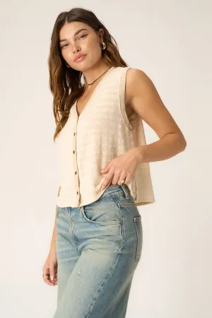 Viva Button Front Sweater Tank - Chalk