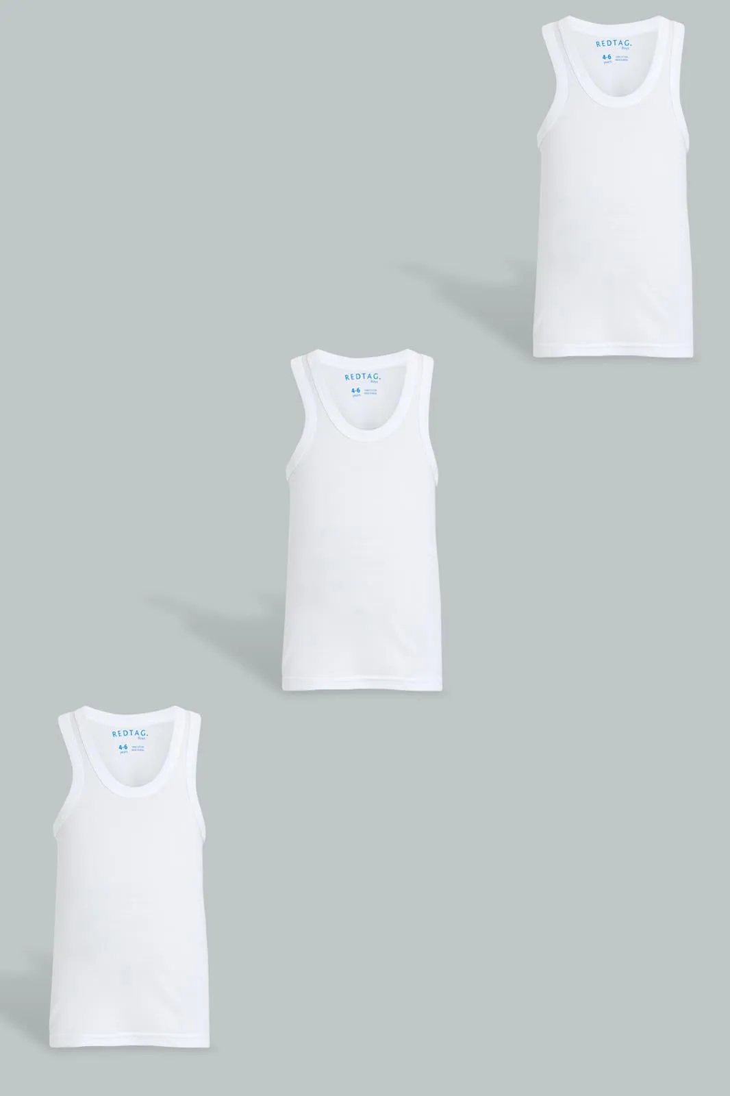 White Basic Vest For Boys (Pack of 3)