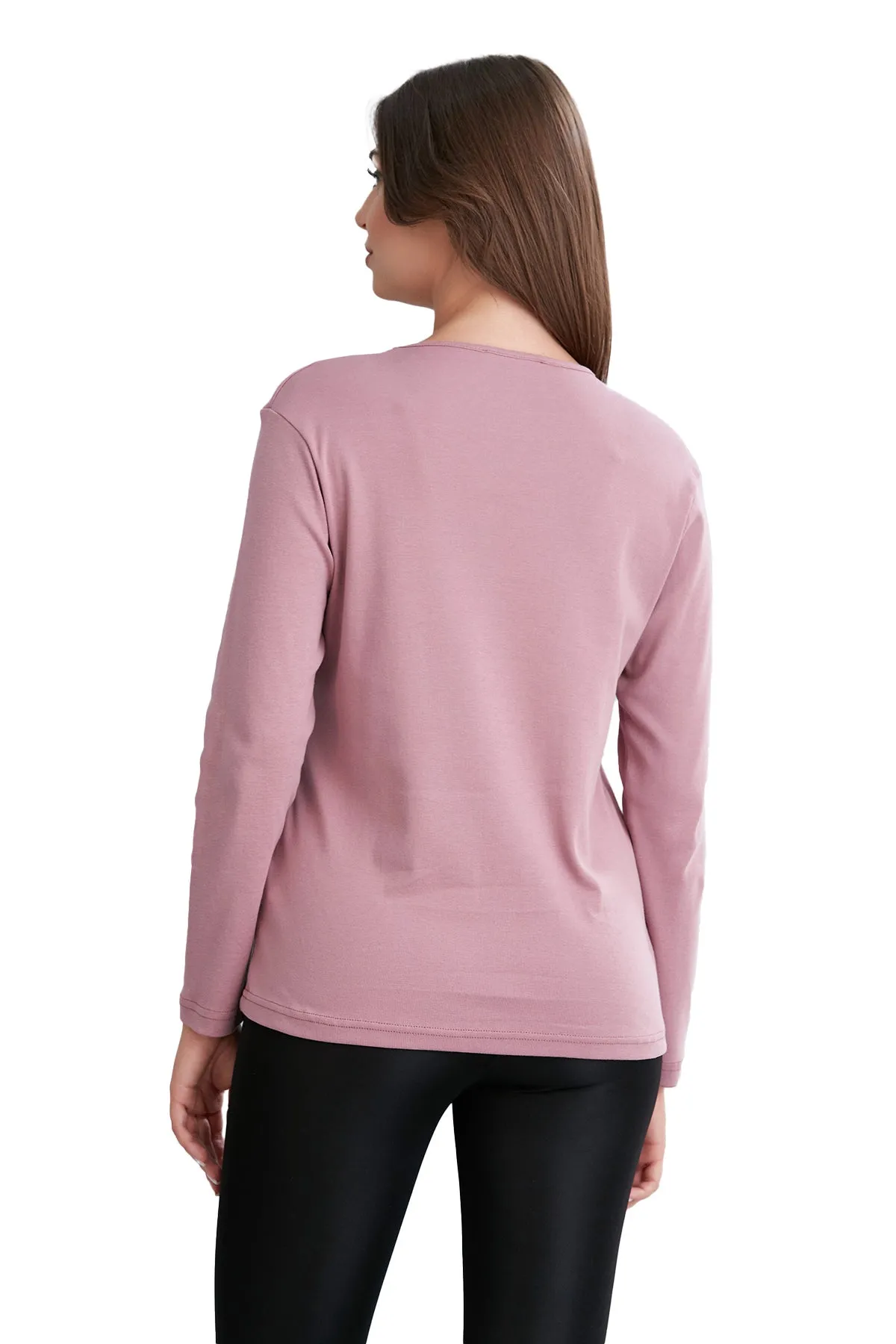 Women Long Sleeve Scoop Neck T-Shirt  in Pretty Fall Colors