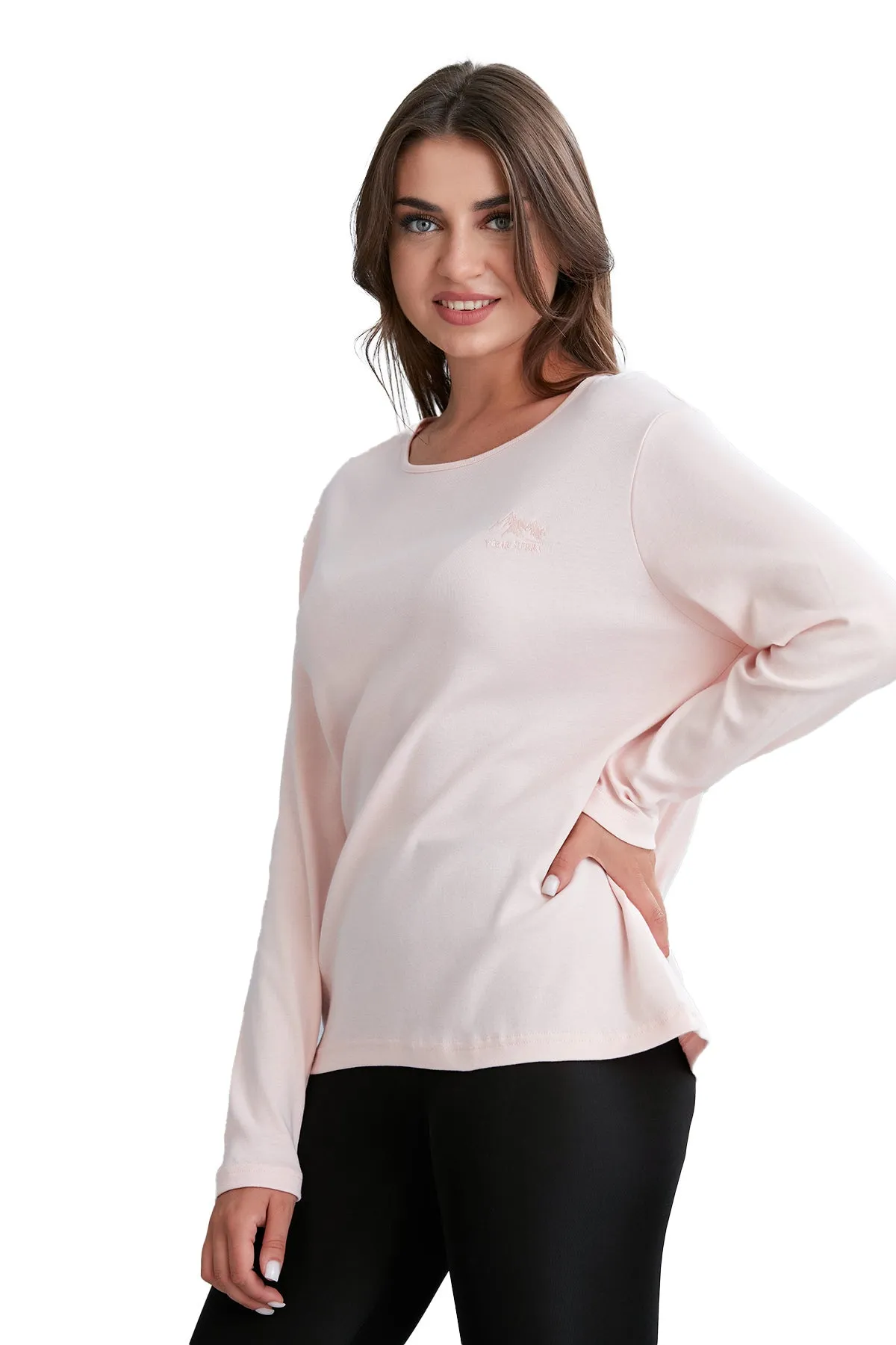 Women Long Sleeve Scoop Neck T-Shirt  in Pretty Fall Colors