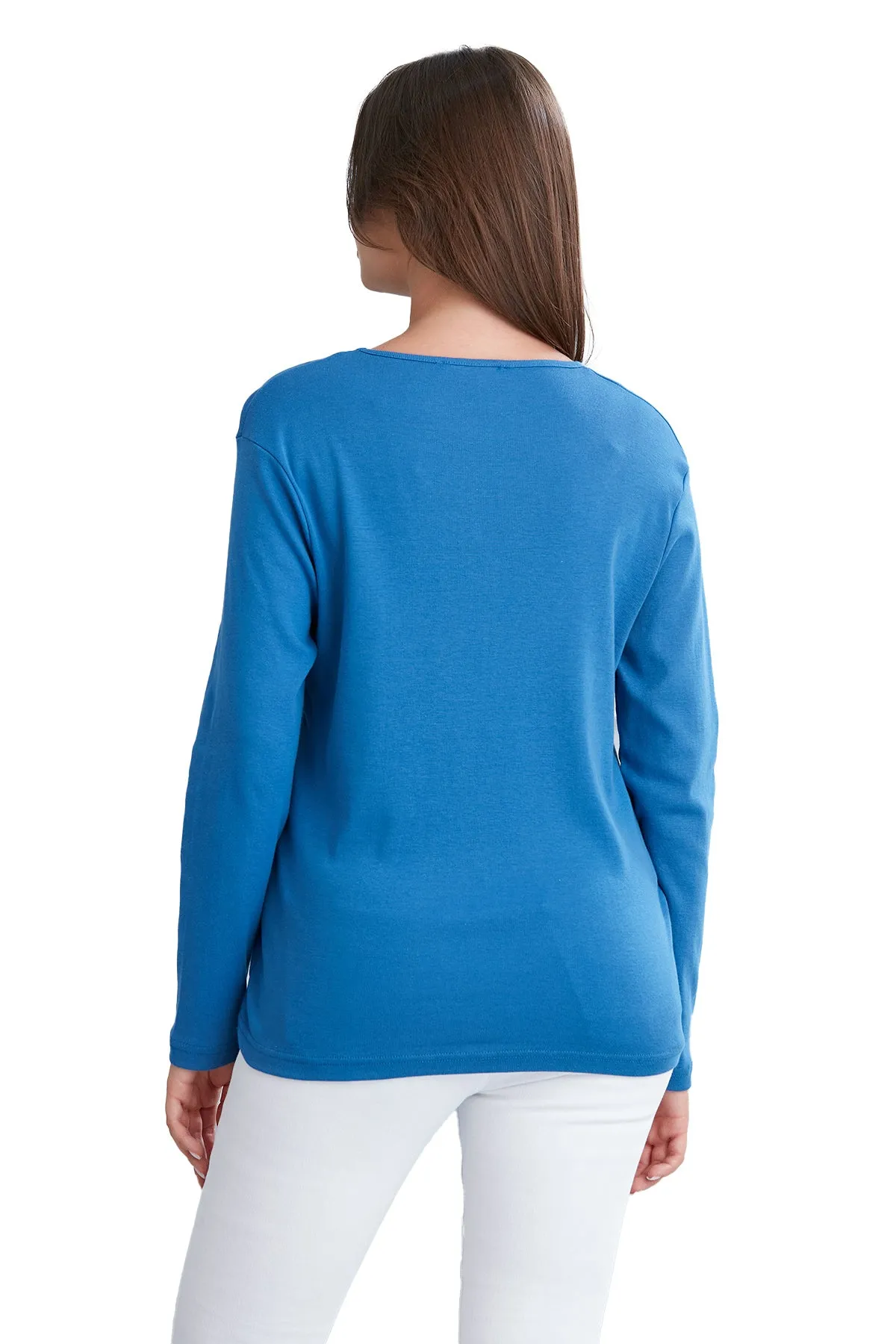 Women Long Sleeve Scoop Neck T-Shirt  in Pretty Fall Colors