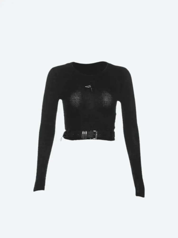 Y2K Star Belted Crop Top