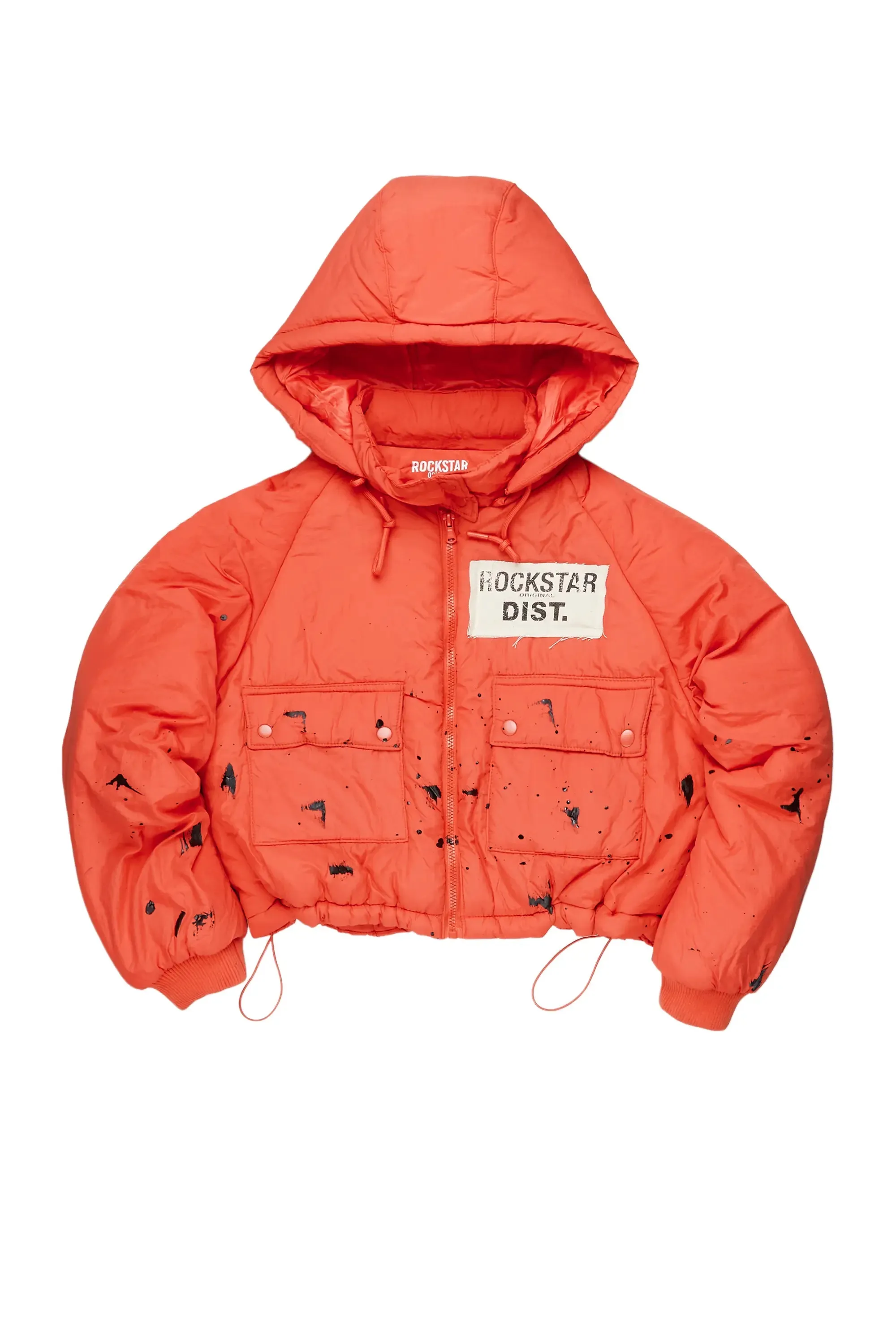 Zayla Orange Art Dist. Puffer Jacket